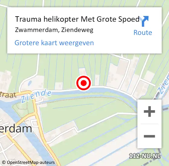 Locatie op kaart van de 112 melding: Trauma helikopter Met Grote Spoed Naar Zwammerdam, Ziendeweg op 27 februari 2022 03:34