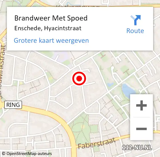 Locatie op kaart van de 112 melding: Brandweer Met Spoed Naar Enschede, Hyacintstraat op 27 februari 2022 03:41