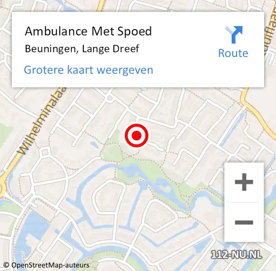 Locatie op kaart van de 112 melding: Ambulance Met Spoed Naar Beuningen, Lange Dreef op 27 februari 2022 03:53