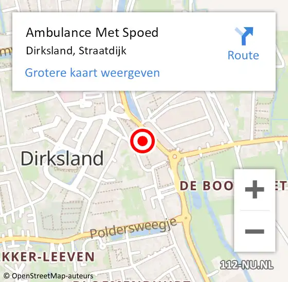 Locatie op kaart van de 112 melding: Ambulance Met Spoed Naar Dirksland, Straatdijk op 27 februari 2022 04:06