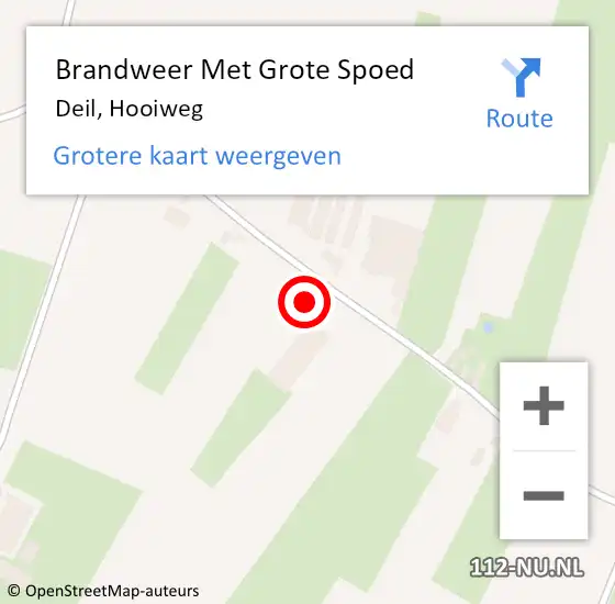 Locatie op kaart van de 112 melding: Brandweer Met Grote Spoed Naar Deil, Hooiweg op 27 februari 2022 06:10