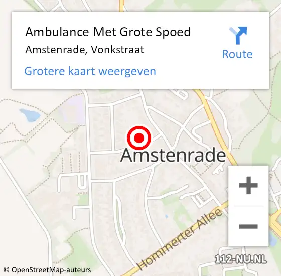 Locatie op kaart van de 112 melding: Ambulance Met Grote Spoed Naar Amstenrade, Vonkstraat op 9 juli 2014 17:35