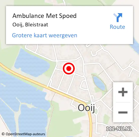 Locatie op kaart van de 112 melding: Ambulance Met Spoed Naar Ooij, Bleistraat op 27 februari 2022 08:12