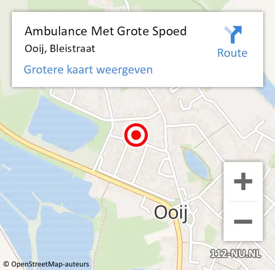 Locatie op kaart van de 112 melding: Ambulance Met Grote Spoed Naar Ooij, Bleistraat op 27 februari 2022 08:20