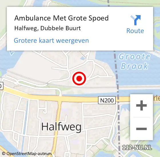 Locatie op kaart van de 112 melding: Ambulance Met Grote Spoed Naar Halfweg, Dubbele Buurt op 27 februari 2022 08:50