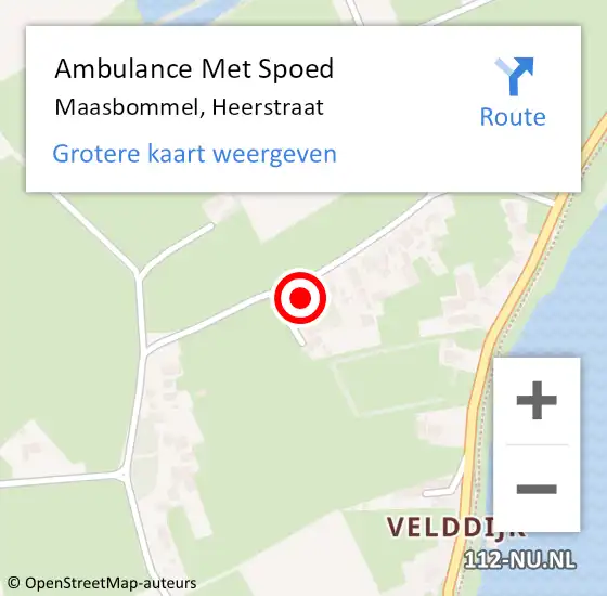 Locatie op kaart van de 112 melding: Ambulance Met Spoed Naar Maasbommel, Heerstraat op 27 februari 2022 08:54