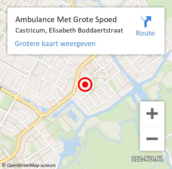 Locatie op kaart van de 112 melding: Ambulance Met Grote Spoed Naar Castricum, Elisabeth Boddaertstraat op 27 februari 2022 09:11