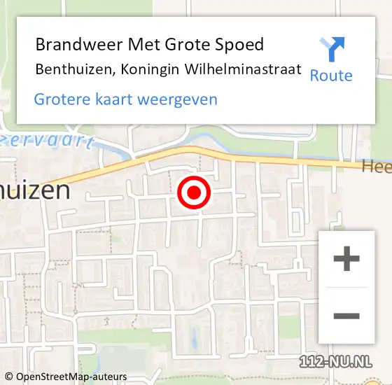 Locatie op kaart van de 112 melding: Brandweer Met Grote Spoed Naar Benthuizen, Koningin Wilhelminastraat op 9 juli 2014 17:42