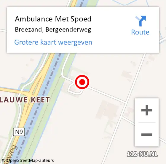 Locatie op kaart van de 112 melding: Ambulance Met Spoed Naar Breezand, Bergeenderweg op 27 februari 2022 09:34