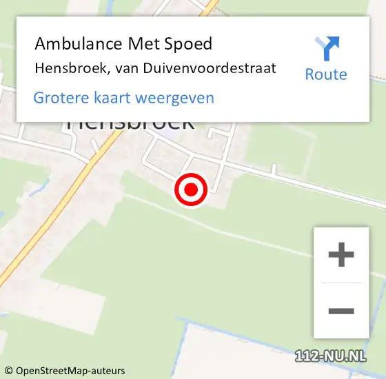 Locatie op kaart van de 112 melding: Ambulance Met Spoed Naar Hensbroek, van Duivenvoordestraat op 27 februari 2022 09:48