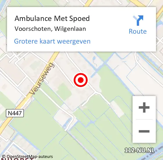 Locatie op kaart van de 112 melding: Ambulance Met Spoed Naar Voorschoten, Wilgenlaan op 27 februari 2022 10:17