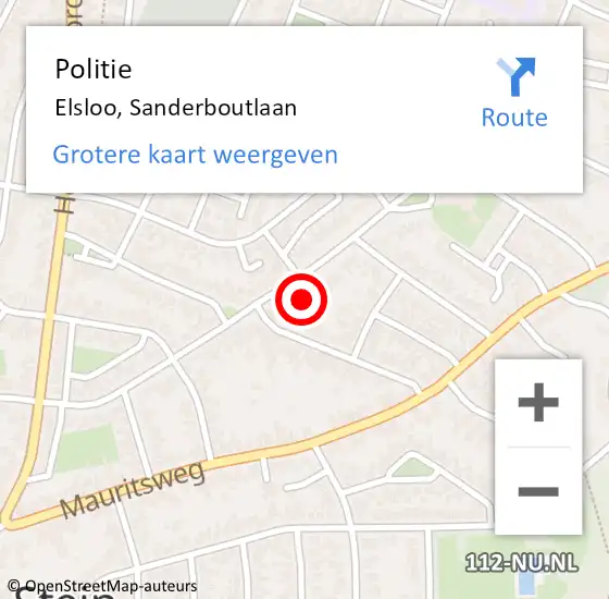 Locatie op kaart van de 112 melding: Politie Elsloo, Sanderboutlaan op 27 februari 2022 10:58