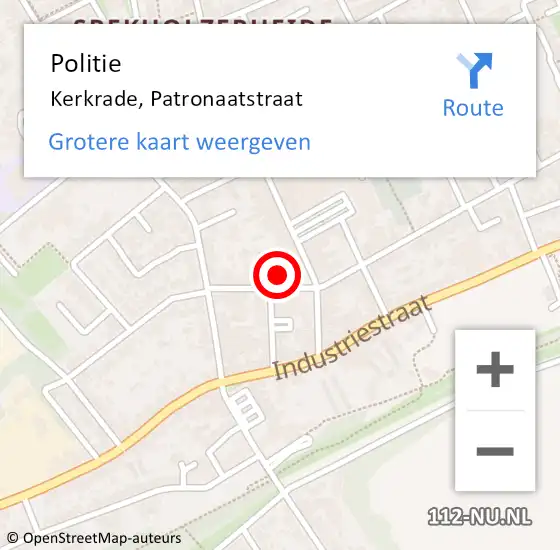 Locatie op kaart van de 112 melding: Politie Kerkrade, Patronaatstraat op 27 februari 2022 11:06