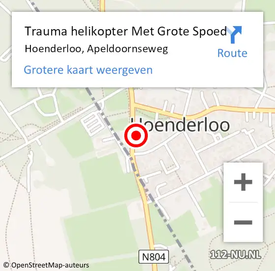 Locatie op kaart van de 112 melding: Trauma helikopter Met Grote Spoed Naar Hoenderloo, Apeldoornseweg op 27 februari 2022 11:17