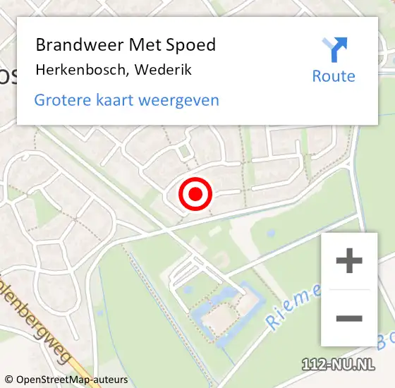 Locatie op kaart van de 112 melding: Brandweer Met Spoed Naar Herkenbosch, Wederik op 27 februari 2022 11:18