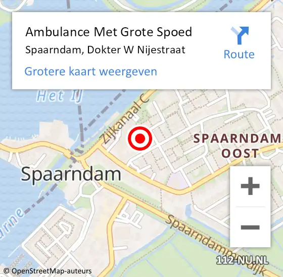 Locatie op kaart van de 112 melding: Ambulance Met Grote Spoed Naar Spaarndam, Dokter W Nijestraat op 27 februari 2022 11:54