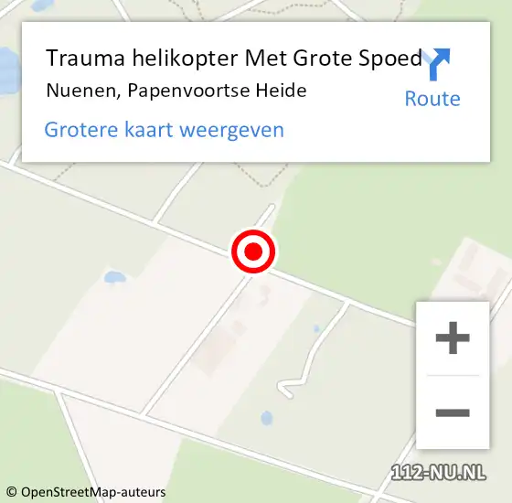 Locatie op kaart van de 112 melding: Trauma helikopter Met Grote Spoed Naar Nuenen, Papenvoortse Heide op 27 februari 2022 12:13