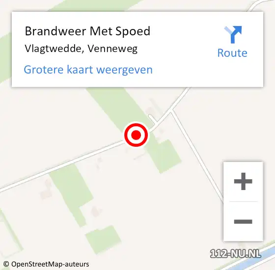 Locatie op kaart van de 112 melding: Brandweer Met Spoed Naar Vlagtwedde, Venneweg op 9 juli 2014 18:00