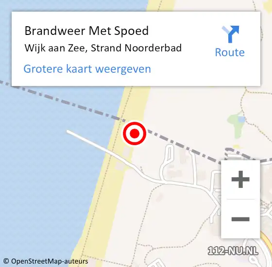Locatie op kaart van de 112 melding: Brandweer Met Spoed Naar Wijk aan Zee, Strand Noorderbad op 27 februari 2022 12:16