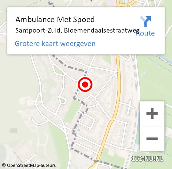 Locatie op kaart van de 112 melding: Ambulance Met Spoed Naar Santpoort-Zuid, Bloemendaalsestraatweg op 27 februari 2022 12:23