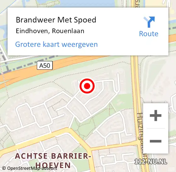 Locatie op kaart van de 112 melding: Brandweer Met Spoed Naar Eindhoven, Rouenlaan op 27 februari 2022 12:43