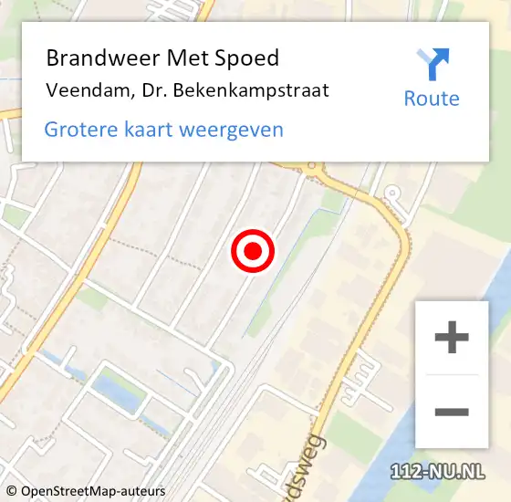 Locatie op kaart van de 112 melding: Brandweer Met Spoed Naar Veendam, Dr. Bekenkampstraat op 27 februari 2022 12:52