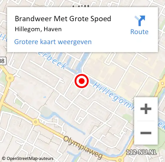 Locatie op kaart van de 112 melding: Brandweer Met Grote Spoed Naar Hillegom, Haven op 27 februari 2022 12:57