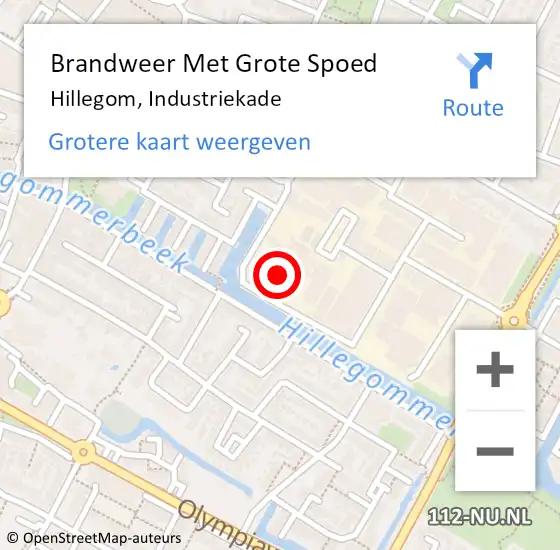 Locatie op kaart van de 112 melding: Brandweer Met Grote Spoed Naar Hillegom, Industriekade op 27 februari 2022 13:08