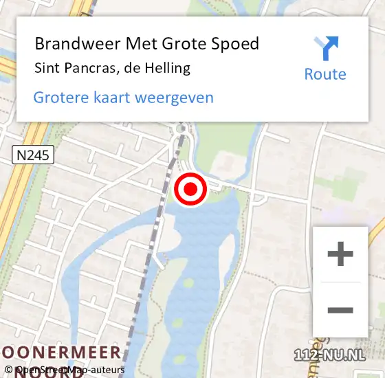 Locatie op kaart van de 112 melding: Brandweer Met Grote Spoed Naar Sint Pancras, de Helling op 27 februari 2022 13:35