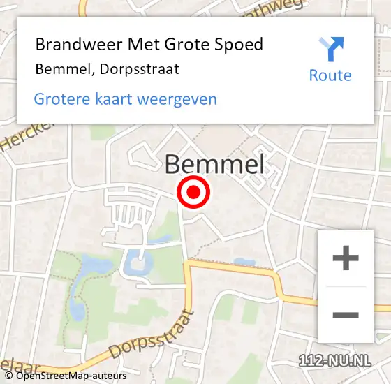 Locatie op kaart van de 112 melding: Brandweer Met Grote Spoed Naar Bemmel, Dorpsstraat op 27 februari 2022 13:36