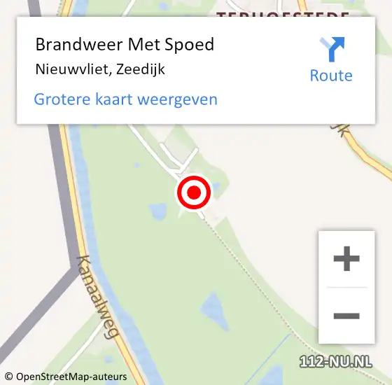 Locatie op kaart van de 112 melding: Brandweer Met Spoed Naar Nieuwvliet, Zeedijk op 27 februari 2022 13:37