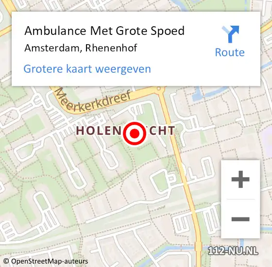 Locatie op kaart van de 112 melding: Ambulance Met Grote Spoed Naar Amsterdam-Zuidoost, Rhenenhof op 27 februari 2022 13:58