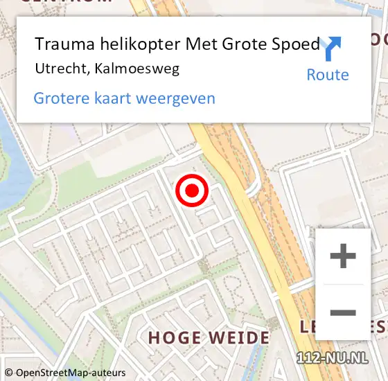 Locatie op kaart van de 112 melding: Trauma helikopter Met Grote Spoed Naar Utrecht, Kalmoesweg op 27 februari 2022 14:03