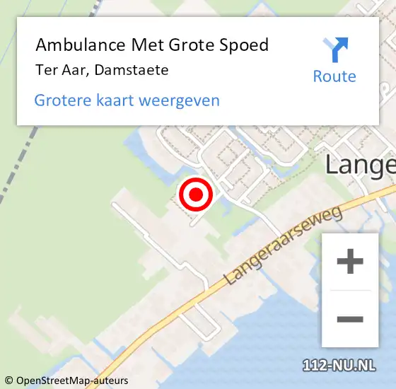 Locatie op kaart van de 112 melding: Ambulance Met Grote Spoed Naar Ter Aar, Damstaete op 27 februari 2022 14:32