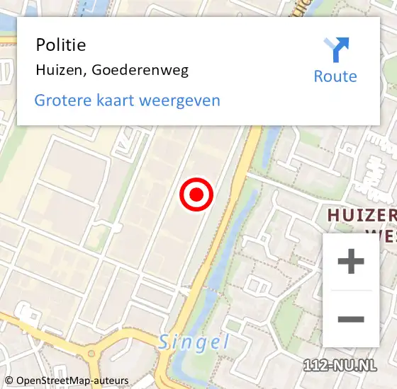 Locatie op kaart van de 112 melding: Politie Huizen, Goederenweg op 27 februari 2022 14:35