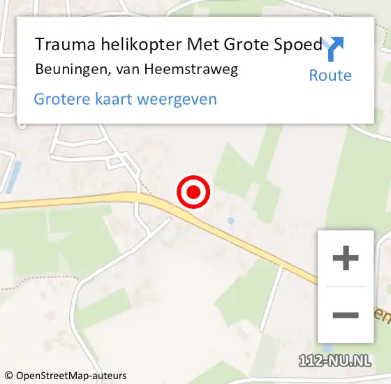 Locatie op kaart van de 112 melding: Trauma helikopter Met Grote Spoed Naar Beuningen, van Heemstraweg op 27 februari 2022 14:48