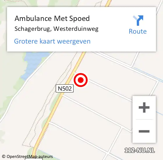 Locatie op kaart van de 112 melding: Ambulance Met Spoed Naar Schagerbrug, Westerduinweg op 27 februari 2022 14:53