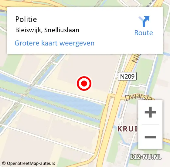 Locatie op kaart van de 112 melding: Politie Bleiswijk, Snelliuslaan op 27 februari 2022 15:01