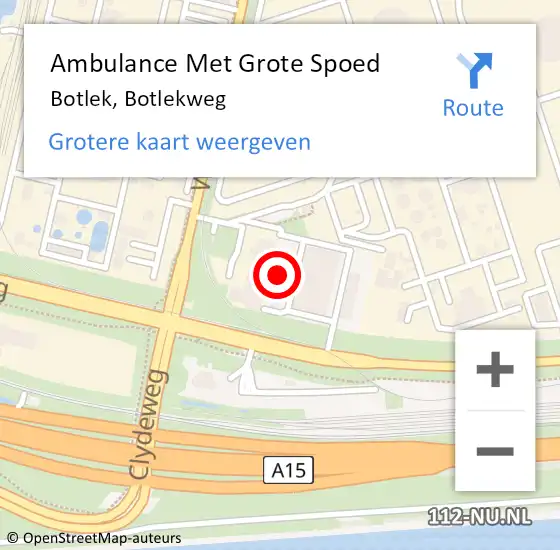 Locatie op kaart van de 112 melding: Ambulance Met Grote Spoed Naar Botlek, Botlekweg op 27 februari 2022 15:08