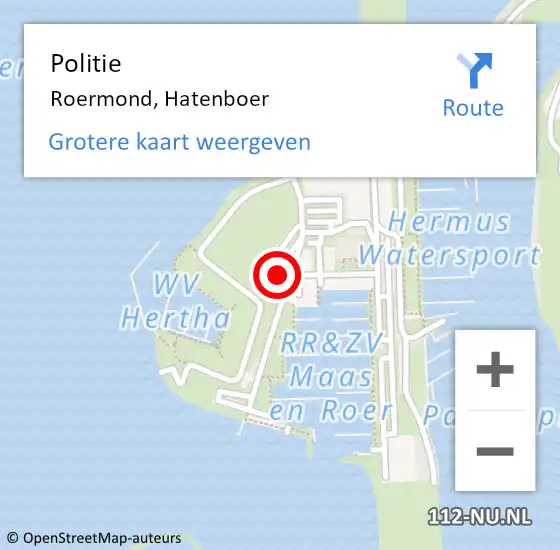 Locatie op kaart van de 112 melding: Politie Roermond, Hatenboer op 27 februari 2022 15:28