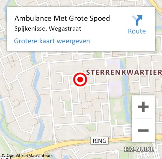Locatie op kaart van de 112 melding: Ambulance Met Grote Spoed Naar Spijkenisse, Wegastraat op 27 februari 2022 15:33