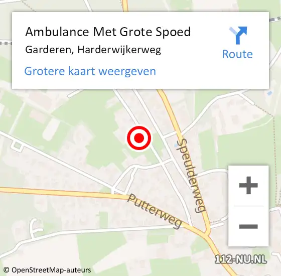 Locatie op kaart van de 112 melding: Ambulance Met Grote Spoed Naar Garderen, Harderwijkerweg op 27 februari 2022 15:51