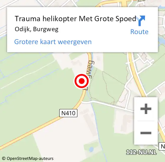 Locatie op kaart van de 112 melding: Trauma helikopter Met Grote Spoed Naar Odijk, Burgweg op 27 februari 2022 15:55