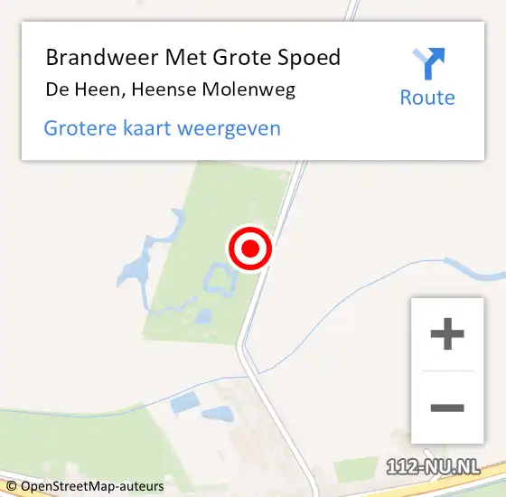 Locatie op kaart van de 112 melding: Brandweer Met Grote Spoed Naar De Heen, Heense Molenweg op 27 februari 2022 15:56