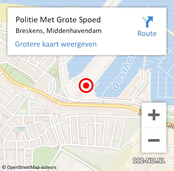 Locatie op kaart van de 112 melding: Politie Met Grote Spoed Naar Breskens, Middenhavendam op 27 februari 2022 15:58