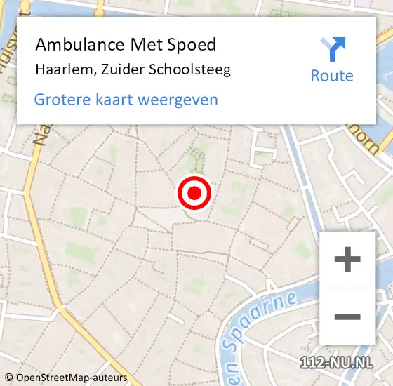 Locatie op kaart van de 112 melding: Ambulance Met Spoed Naar Haarlem, Zuider Schoolsteeg op 27 februari 2022 16:01