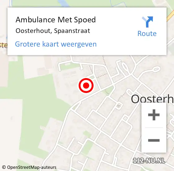 Locatie op kaart van de 112 melding: Ambulance Met Spoed Naar Oosterhout, Spaanstraat op 27 februari 2022 16:11