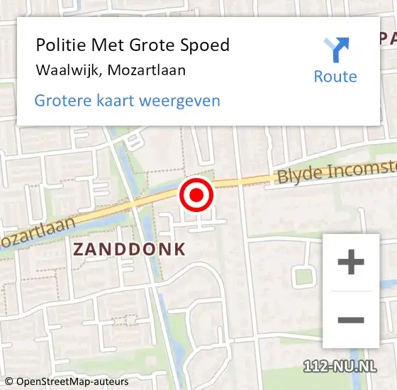 Locatie op kaart van de 112 melding: Politie Met Grote Spoed Naar Waalwijk, Mozartlaan op 27 februari 2022 16:12