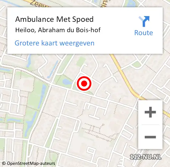Locatie op kaart van de 112 melding: Ambulance Met Spoed Naar Heiloo, Abraham du Bois-hof op 27 februari 2022 16:23