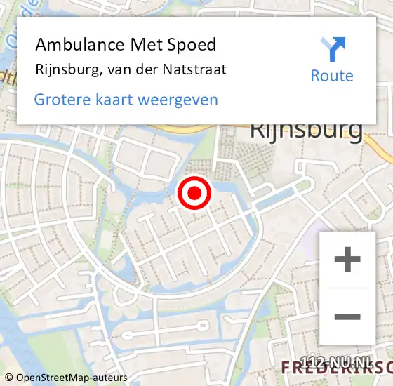 Locatie op kaart van de 112 melding: Ambulance Met Spoed Naar Rijnsburg, van der Natstraat op 27 februari 2022 16:23